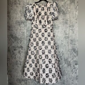 Ina Black and White Geometric Long Sleeve Dress